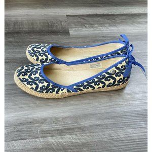 UGG Indah Marrakesh Blue Scroll Flats Shoes Size 9